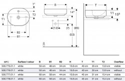 Geberit VariForm 600mm 1 Tap Hole Elliptic Lay-On Countertop Basin - With Overflow