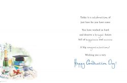 Graduation Day Card - Blue Champagne Cap books - Regal