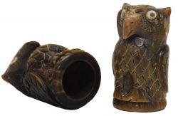 Chunky Hand carved  - light Owl - decorative ornament