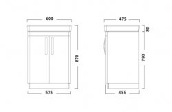 Tavistock Compass 600mm Freestanding Unit and Basin - Gloss Light Grey