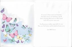 Get Well Soon Card - You're in hospital - Butterfly