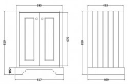 Bayswater 600mm Matt Black 2 Door Basin Cabinet
