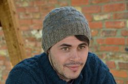 NAYA pure wool - breeze beanie - grey/brown