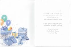 New Baby Boy Grandson Card - Bear & Balloons