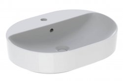 Geberit VariForm 600mm 1 Tap Hole Elliptic Lay-On Countertop Basin - With Overflow