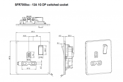 Knightsbridge Screwless 13A 1G DP switched socket - black nickel with black insert - (SFR7000BN)