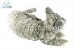 Soft Toy Grey Tabby Cat by Hansa (37cm.L) 7198