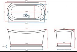 BC Designs Copper/Nickel Boat Bath 1500mm