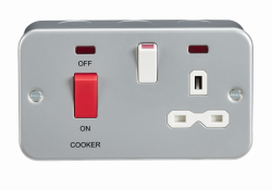 Knightsbridge Metal Clad 2G 45A DP Cooker Switch and 13A Switched Socket with Neons - (MR8333N)