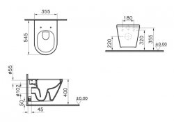 Vitra Integra Rimless Wall Hung WC with Hidden Fixings