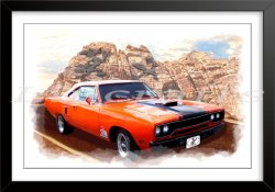 Plymouth Roadrunner Birthday, Greeting Card Dragrace Mopar Art, American Car print by LDA. C51