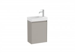 Roca Ona Unik Compact 450mm Right Hand Basin & Matt Sand Grey Unit (1 Door)