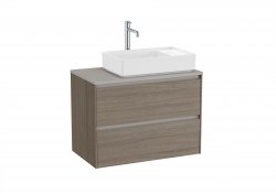 Roca Ona Unik 800mm Dark Elm Right Hand Unit & Countertop (2 Drawers)