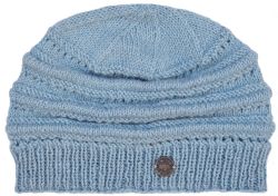 Lace Ridge Beanie - pure wool - fleece lined - dusk blue