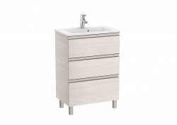 Roca The Gap Compact 600mm 3 Drawer Vanity Unit with Basin - Nordic Ash