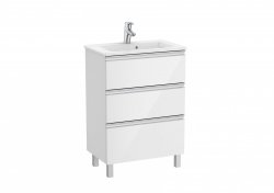 Roca The Gap Compact Gloss White 600mm 3 Drawer Vanity Unit with Basin