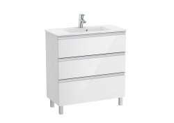 Roca The Gap Compact Gloss White 800mm 3 Drawer Vanity Unit with Basin