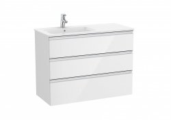 Roca The Gap Gloss White 1000mm 3 Drawer Vanity Unit with Left Handed Basin