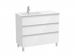 Roca The Gap Gloss White 1000mm 3 Drawer Vanity Unit with Left Handed Basin