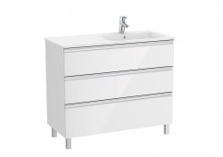 Roca The Gap Gloss White 1000mm 3 Drawer Vanity Unit with Right Handed Basin