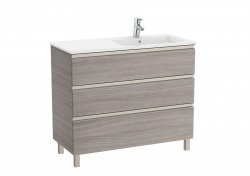 Roca The Gap City Oak 1000mm 3 Drawer Vanity Unit with Right Handed Basin