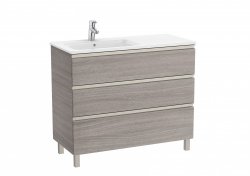 Roca The Gap City Oak 1000mm 3 Drawer Vanity Unit with Left Handed Basin