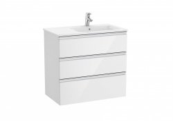 Roca The Gap Gloss White 800mm 3 Drawer Vanity Unit with Right Handed Basin