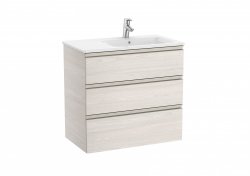 Roca The Gap Nordic Ash 800mm 3 Drawer Vanity Unit with Right Handed Basin