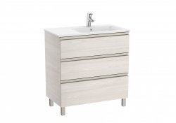 Roca The Gap Nordic Ash 800mm 3 Drawer Vanity Unit with Right Handed Basin