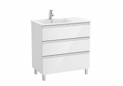 Roca The Gap Gloss White 800mm 3 Drawer Vanity Unit with Left Handed Basin