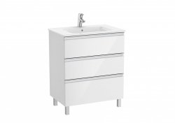 Roca The Gap Gloss White 700mm 3 Drawer Vanity Unit with Basin