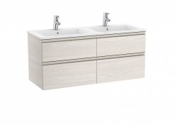Roca The Gap Nordic Ash 1200mm 4 Drawer Wall Hung Vanity Unit with 2 Basins