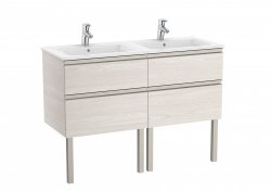 Roca The Gap Nordic Ash 1200mm 4 Drawer Wall Hung Vanity Unit with 2 Basins