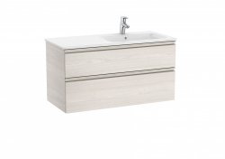 Roca The Gap Nordic Ash 1000mm 2 Drawer Wall Hung Vanity Unit with Right Handed Basin