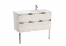 Roca The Gap Nordic Ash 1000mm 2 Drawer Wall Hung Vanity Unit with Right Handed Basin
