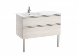Roca The Gap Nordic Ash 1000mm 2 Drawer Wall Hung Vanity Unit with Left Handed Basin