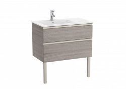 Roca The Gap City Oak 800mm 2 Drawer Vanity Unit with Left Handed Basin