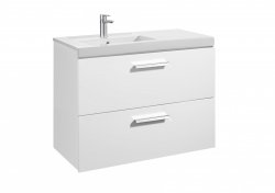 Roca Prisma Gloss White 900mm Basin & Unit with 2 Drawers - Left Hand
