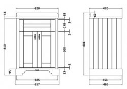 BC Designs Victrion 600mm Dark Lead 2 Door Basin Unit