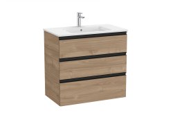 Roca The Gap Walnut 800mm 3 Drawer Vanity Unit with Basin
