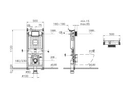 Vitra V12 Concealed Cistern WC Frame for Wall-Hung WC Pans 112cm