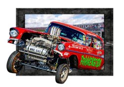 Frankenstien Gasser Drag Racing 57 Chevy Birthday Card. Auto wall art, car print by LDA. C48