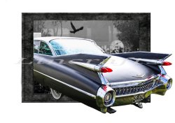 1959 Cadillac, Big Momma, Birthday Card. Auto wall art, American car print by LDA. C49