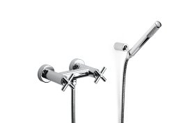 Roca Loft Wall-Mounted Shower Mixer with Handset, Hose & Bracket - Chrome