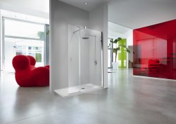 Novellini Kuadra H2 Wetroom Panel with Hinged Deflector