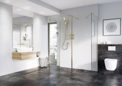 Roman Haven Select 1100mm Wetroom Panel (8mm) - Brushed Brass
