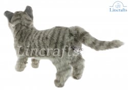 Soft Toy Grey Tabby Cat by Hansa (30cm L) 7179
