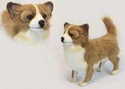 Soft Toy  Dog, Chihuahua Brown and White by Hansa (32cm) 6503