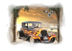 1932 Ford Deuce Coupe Hot Rod Birthday Card. Auto wall art, custom car print by LDA. C50