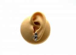 Silver Green Amber Bee Stud Earrings 17x15mm